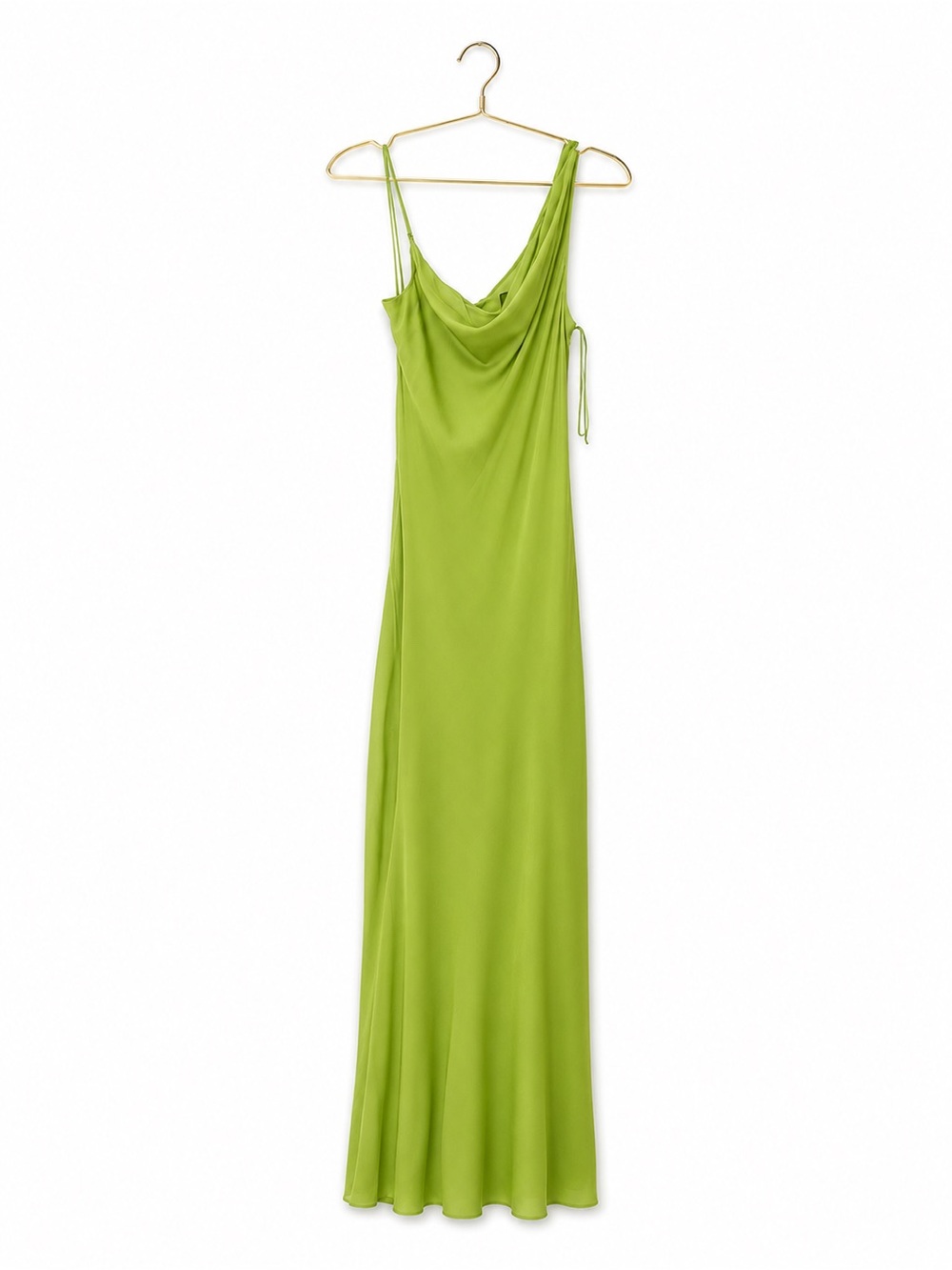 J. Crew Lime Green One-Shoulder Cowl Slip Dress
